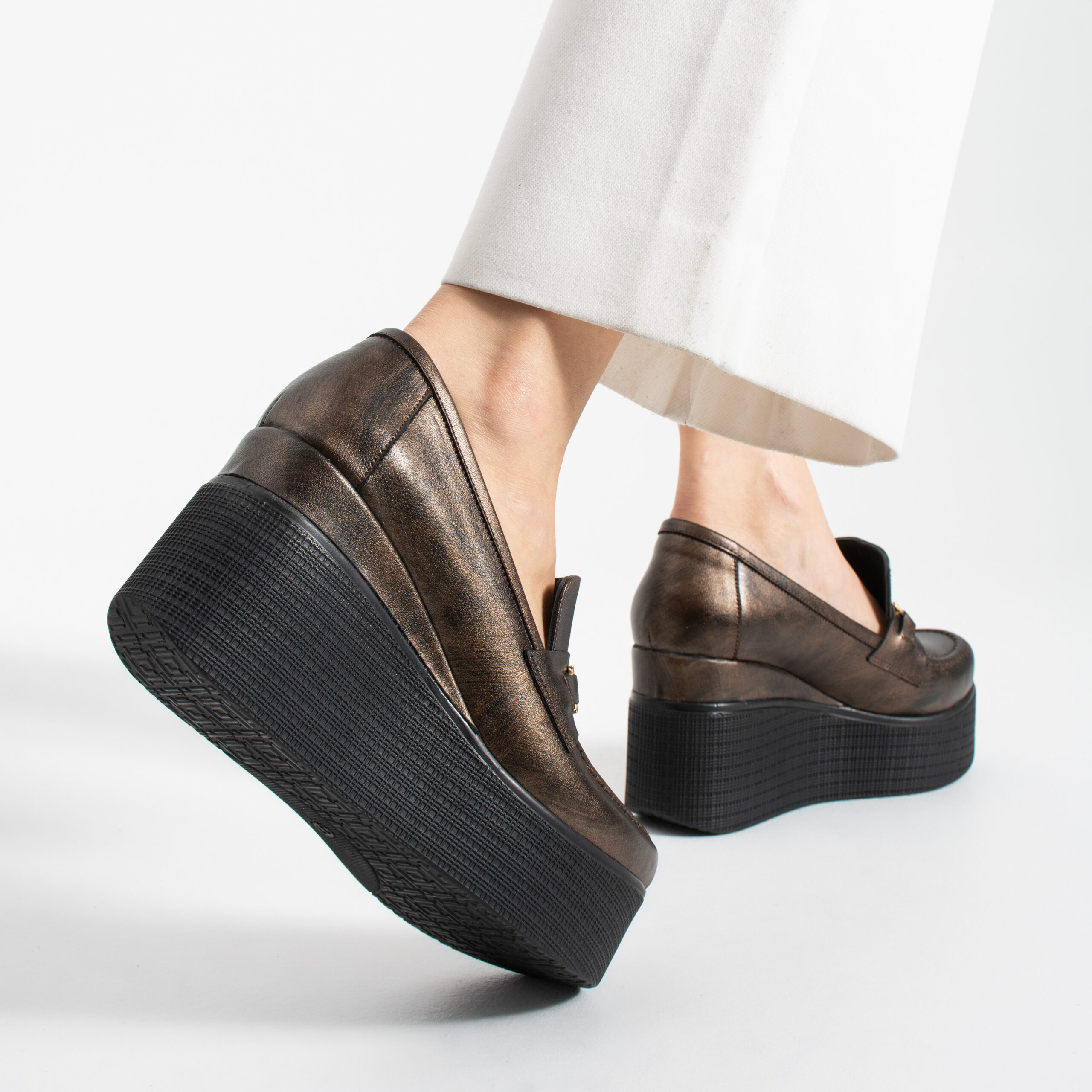Pantofi eleganți maro pe platformă din piele naturală Giorgia Pantofi eleganți maro pe platformă din piele naturală Giorgia