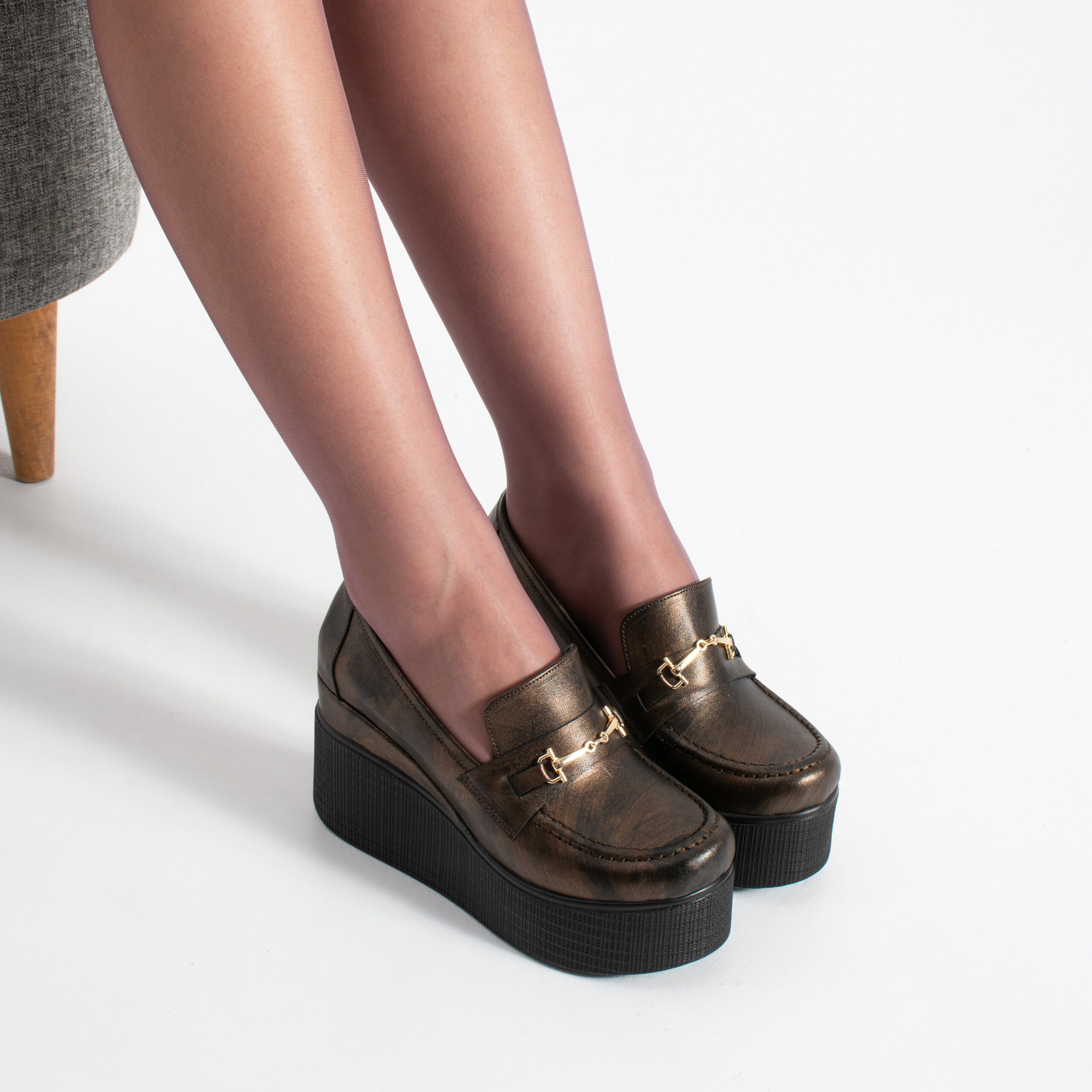 Pantofi eleganți maro pe platformă din piele naturală Giorgia Pantofi eleganți maro pe platformă din piele naturală Giorgia