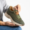 Sneakers damă verzi din piele naturală cu șireturi duble Harriet