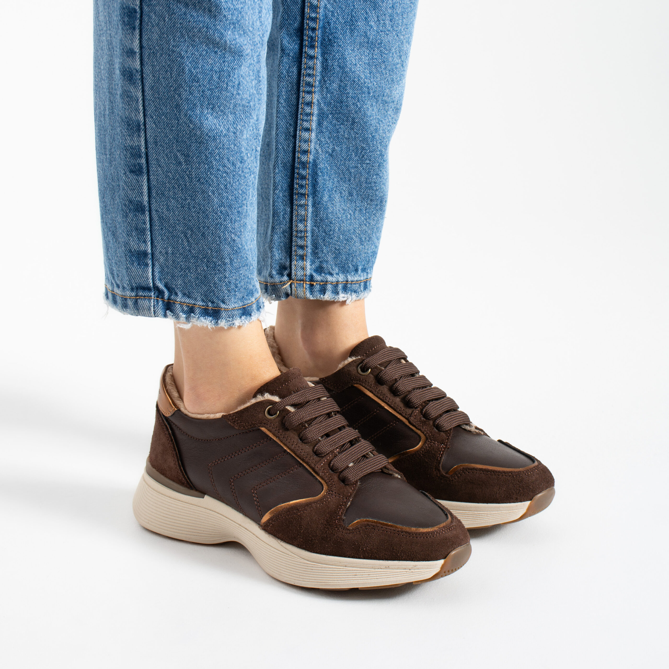 Sneakers damă maro închis din piele naturală Melody Sneakers damă maro închis din piele naturală Melody