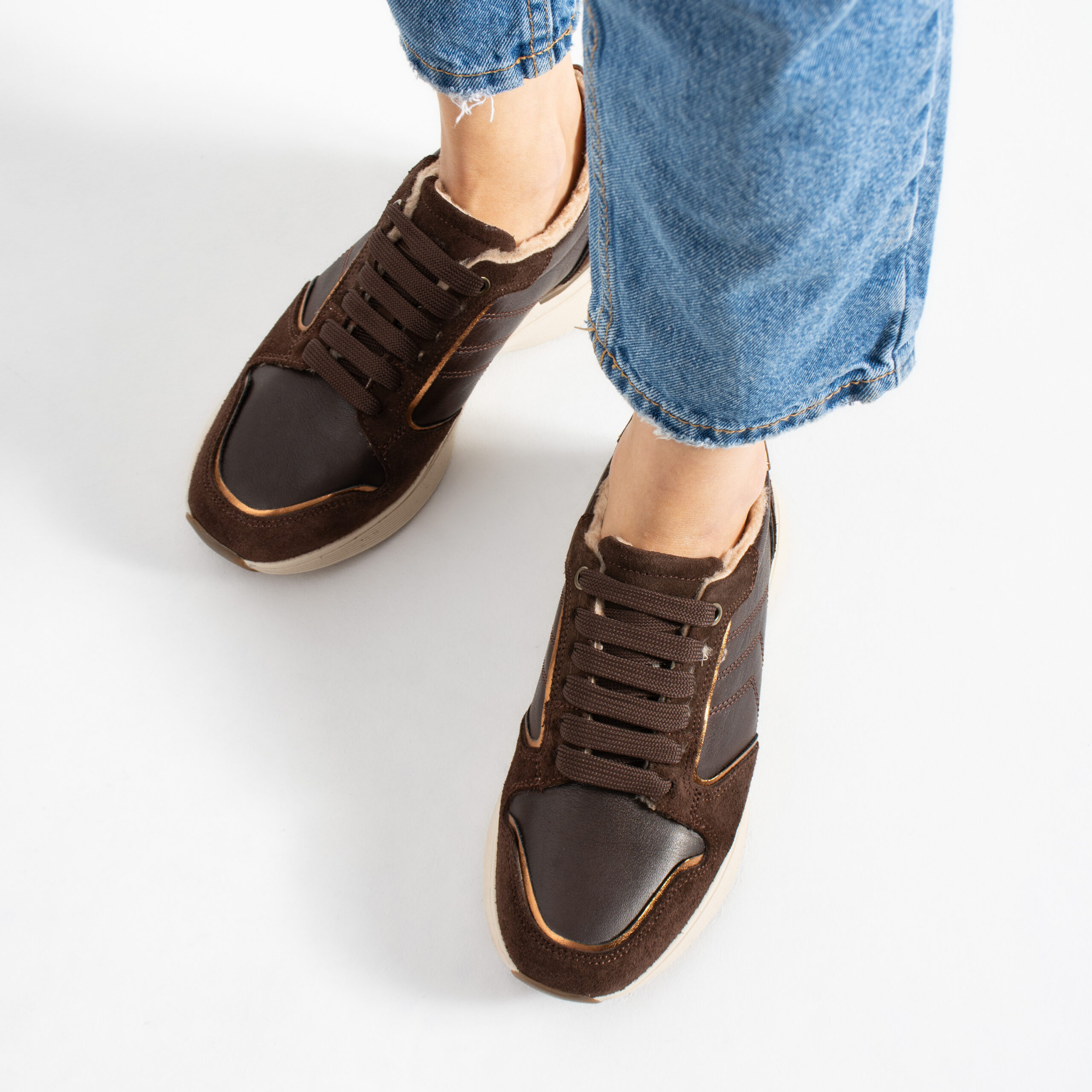Sneakers damă maro închis din piele naturală Melody Sneakers damă maro închis din piele naturală Melody
