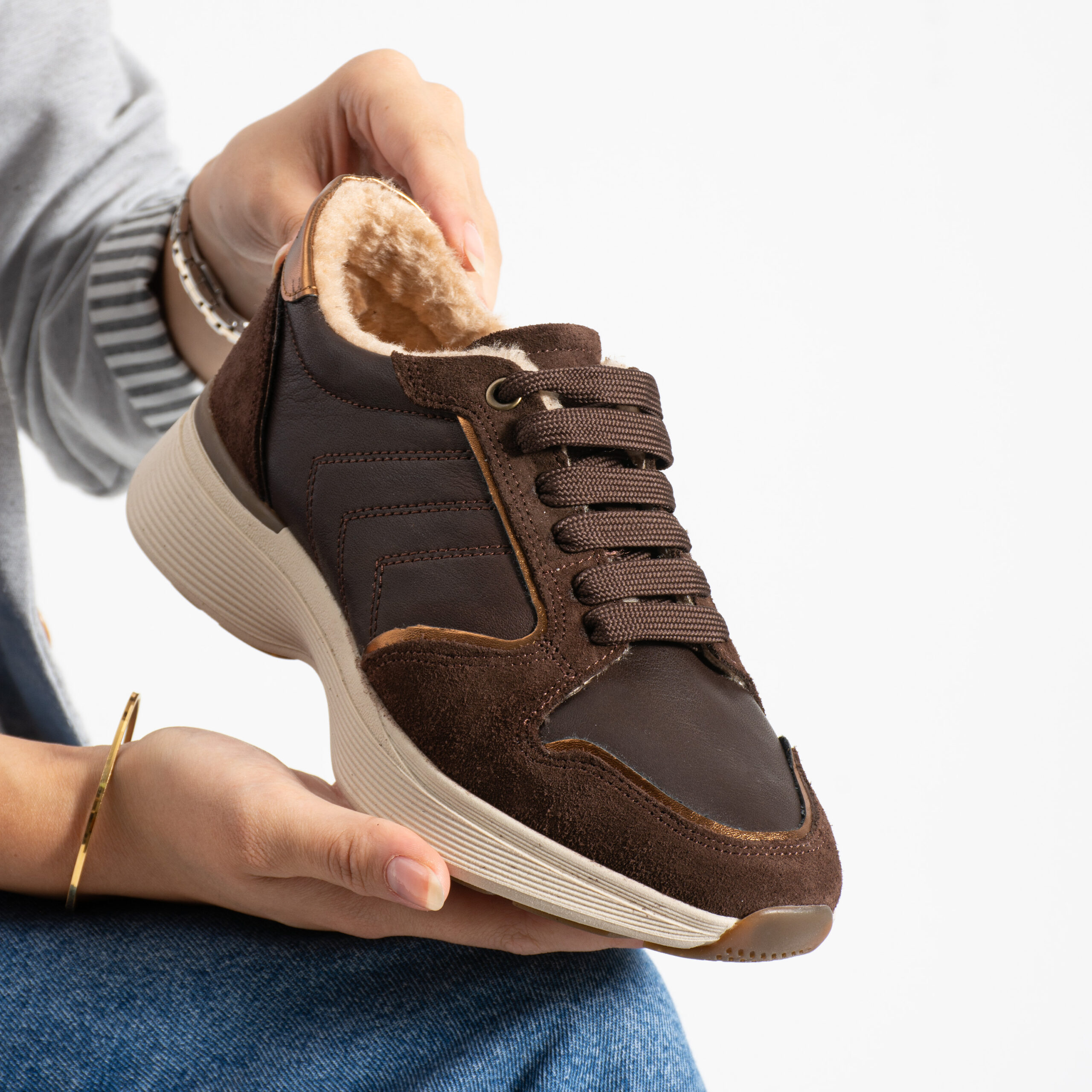 Sneakers damă maro închis din piele naturală Melody Sneakers damă maro închis din piele naturală Melody