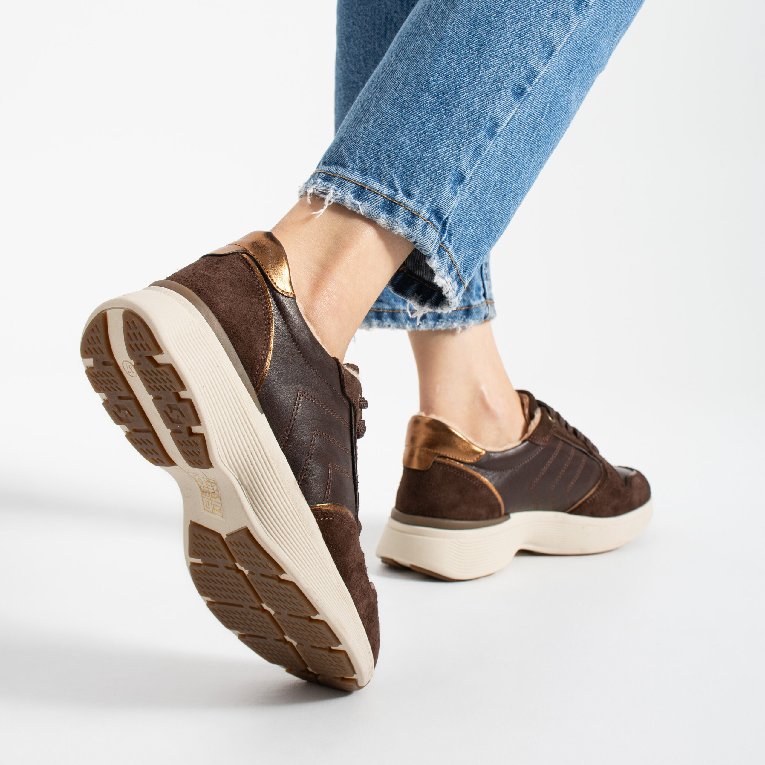 Sneakers damă maro închis din piele naturală Melody Sneakers damă maro închis din piele naturală Melody