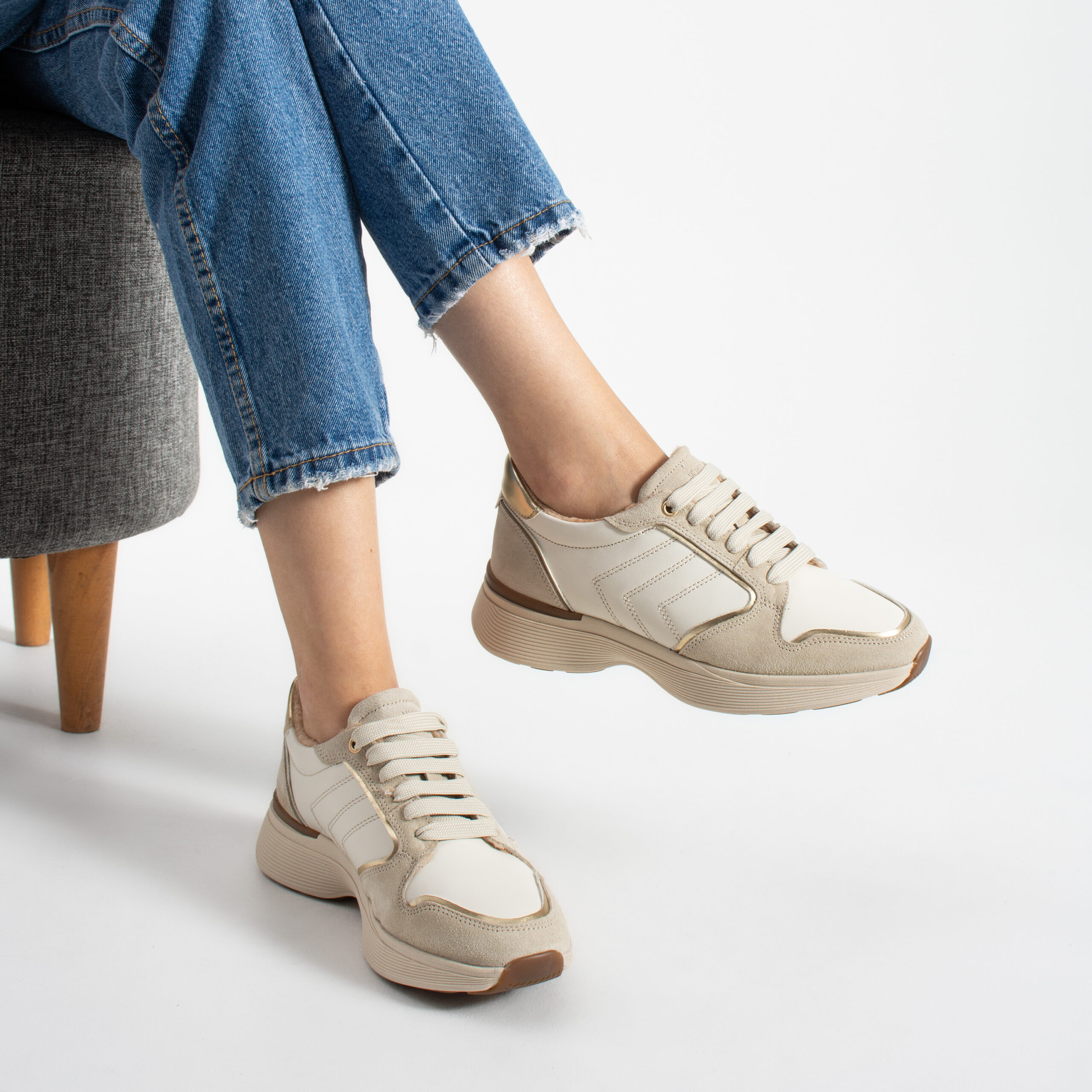 Sneakers damă bej din piele naturală Melody Sneakers damă bej din piele naturală Melody