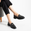 Loafers negri de damă din piele naturală April