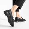 Loafers negri de damă din piele naturală April