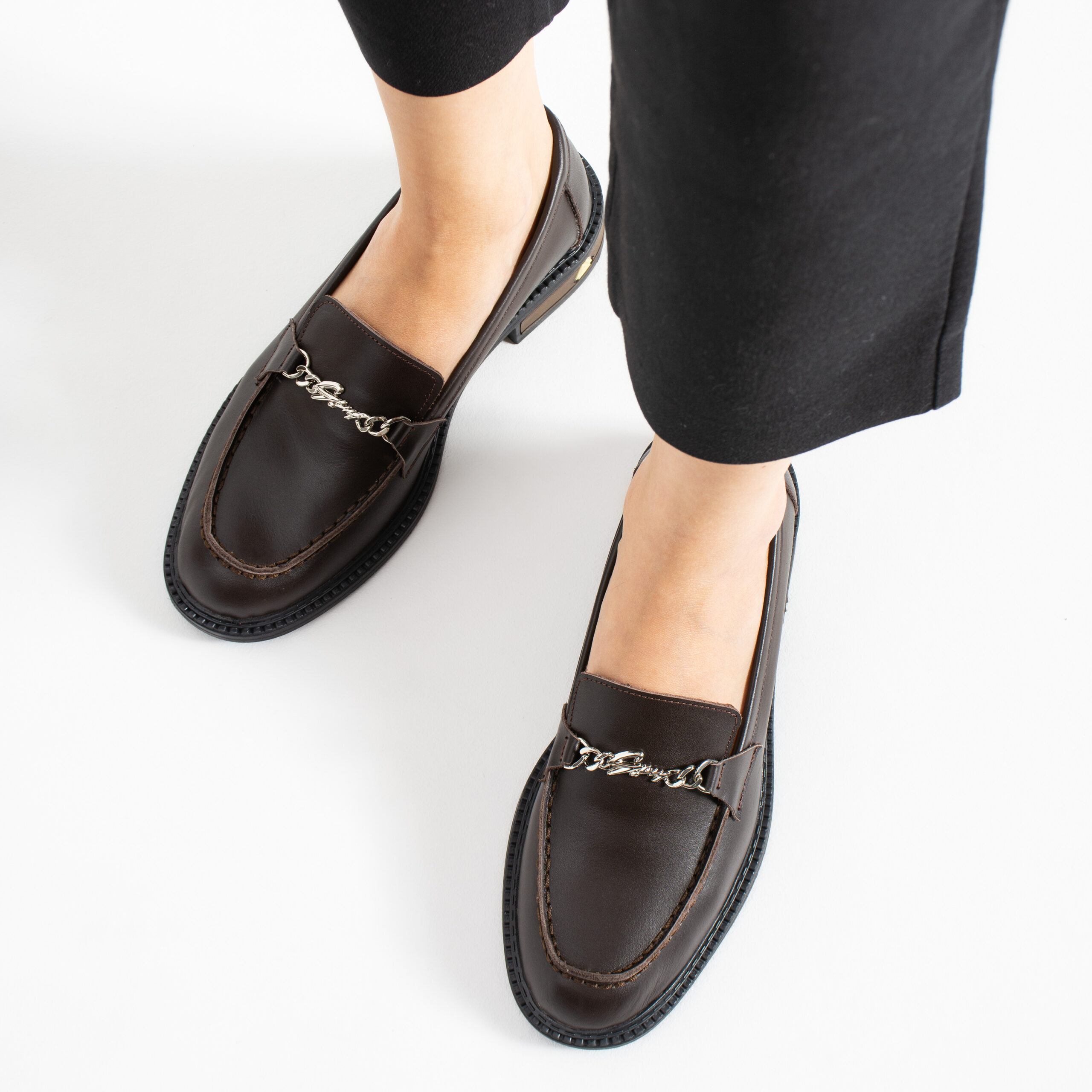 Loafers dama maro închis din piele naturală April Loafers dama maro închis din piele naturală April
