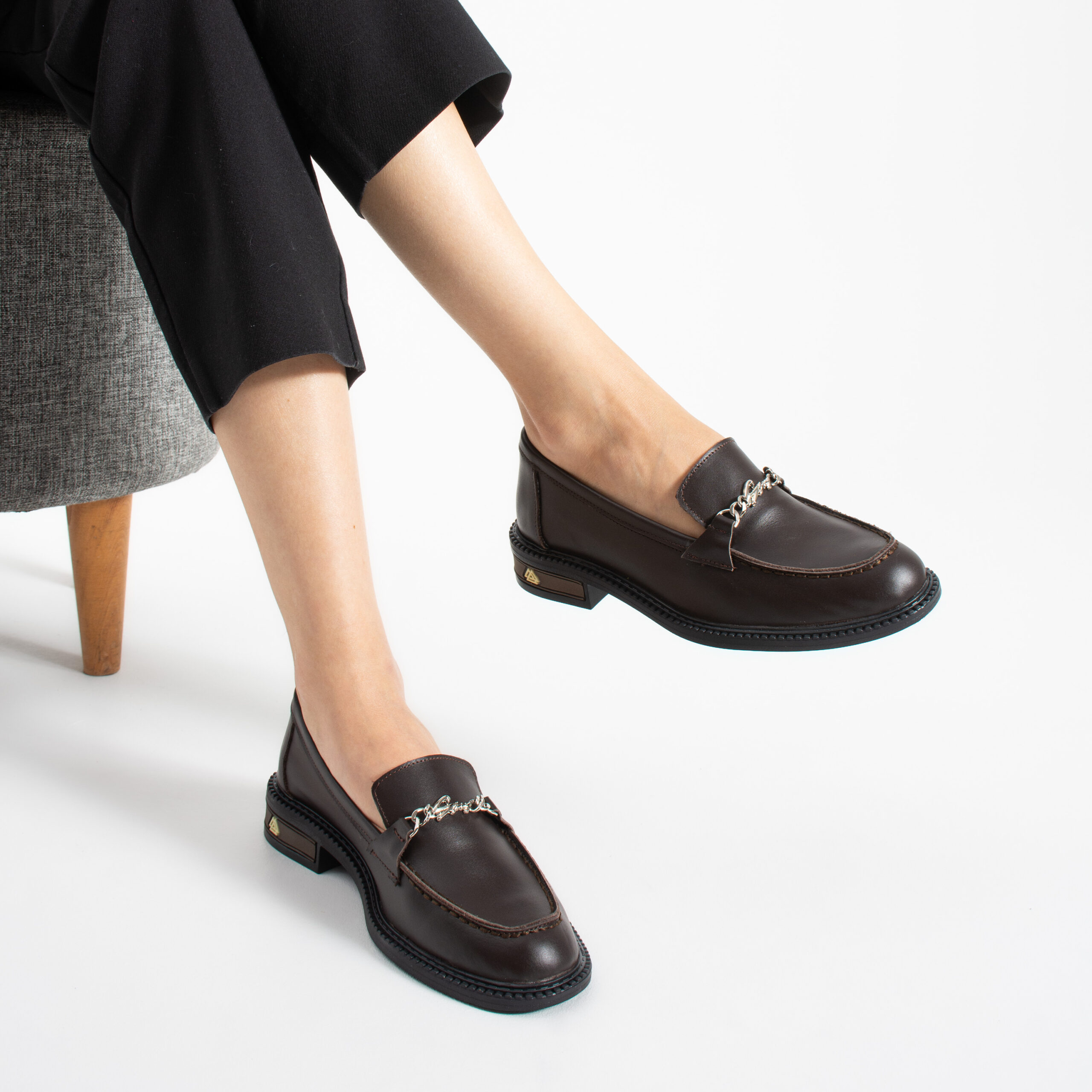 Loafers dama maro închis din piele naturală April Loafers dama maro închis din piele naturală April