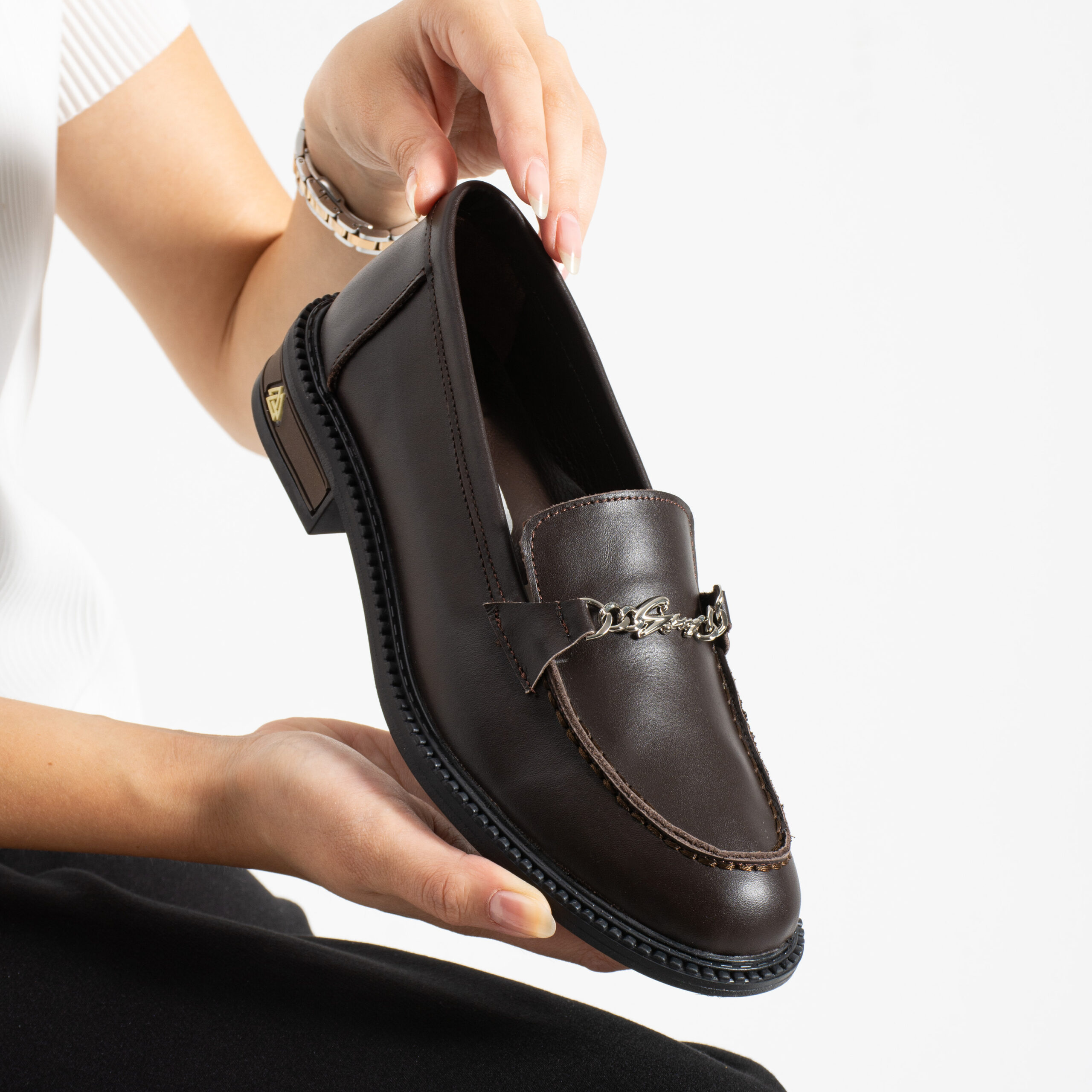 Loafers dama maro închis din piele naturală April Loafers dama maro închis din piele naturală April