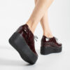 Pantofi de damă bordo lăcuiți cu platformă din piele naturală Andrea