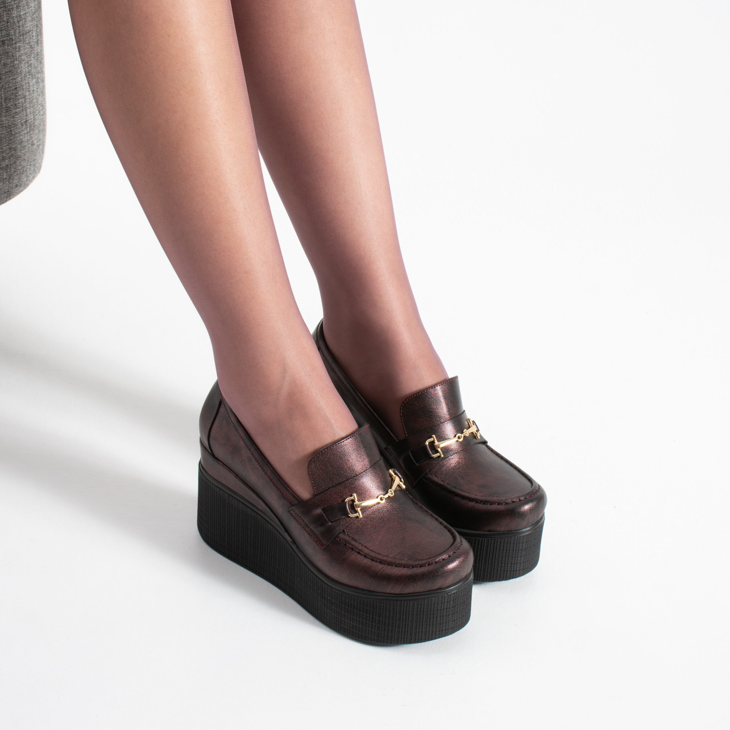 Pantofi eleganți bordo cu platformă din piele naturală Giorgia Pantofi eleganți bordo cu platformă din piele naturală Giorgia
