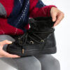 Botine damă negre tip apres-ski din piele naturală cu lână de miel Mumbai