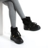 Botine damă negre tip apres-ski din piele naturală cu lână de miel Mumbai