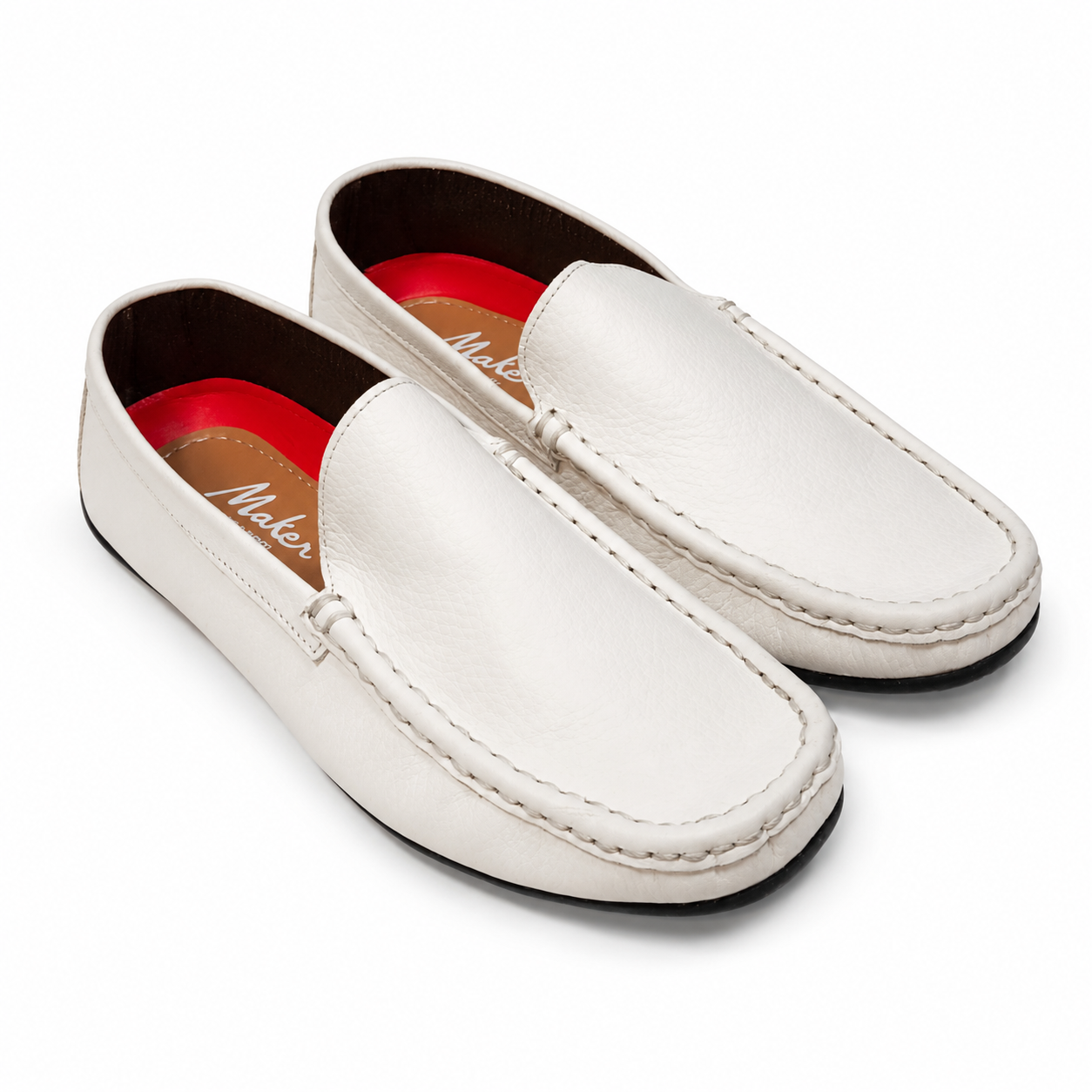 Mocasini albi din piele naturală Dusseldorf Mocasini albi din piele naturală Dusseldorf