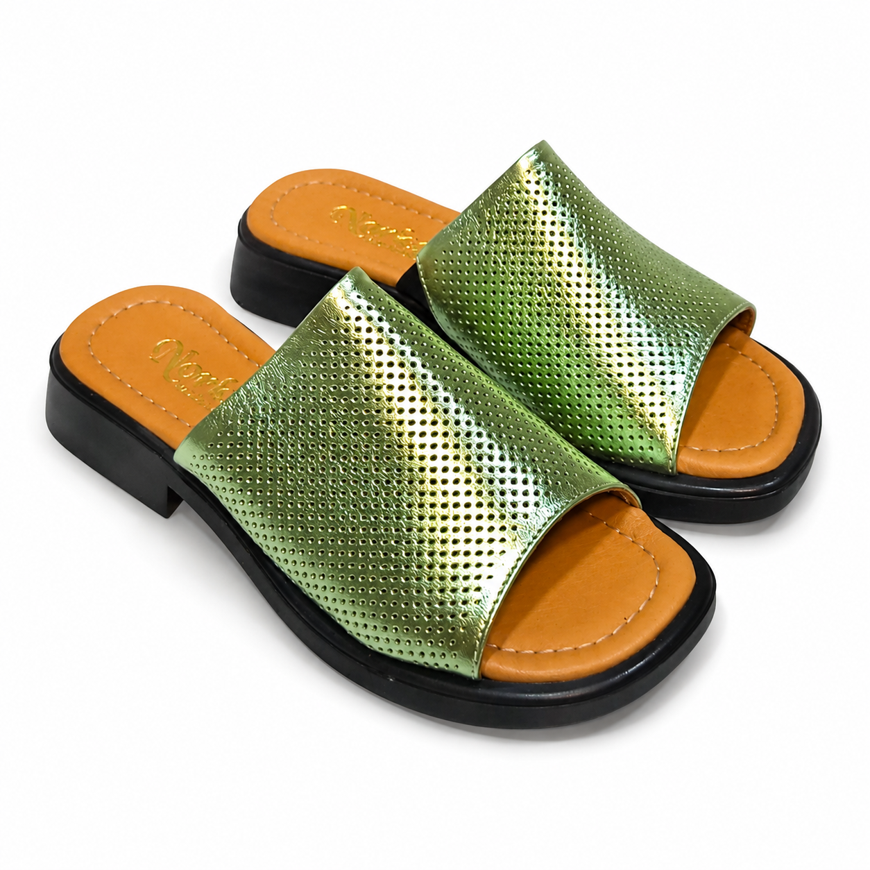 Papuci damă verzi din piele naturală Jasmine Papuci damă verzi din piele naturală Jasmine