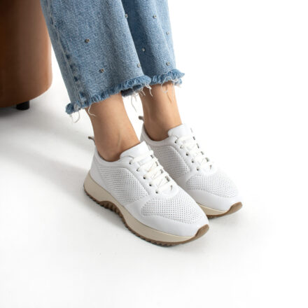 Sneakers albi din piele naturală pentru femei Belem