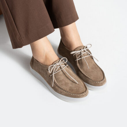 Pantofi casual maro dama din piele intoarsa naturala Eda