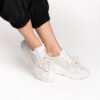 Sneakers damă albi din piele naturală, cu dantelă și perle Brandy