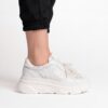 Sneakers damă albi din piele naturală, cu dantelă și perle Brandy