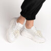 Sneakers damă albi din piele naturală, cu dantelă și perle Brandy