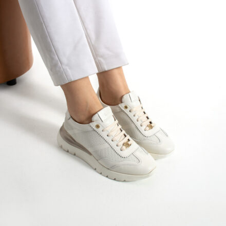 Pantofi sport-eleganți albi din piele naturală Tamaia