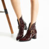 Botine damă bordo lăcuite din piele naturală, cu toc – Cara