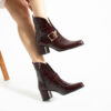 Botine damă bordo lăcuite din piele naturală, cu toc – Cara