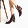 Botine damă bordo lăcuite din piele naturală, cu toc – Cara