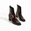 Botine damă bordo lăcuite din piele naturală, cu toc – Cara