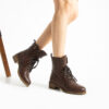 Botine de damă maro din piele naturală, cu căptușeală caldă Merino