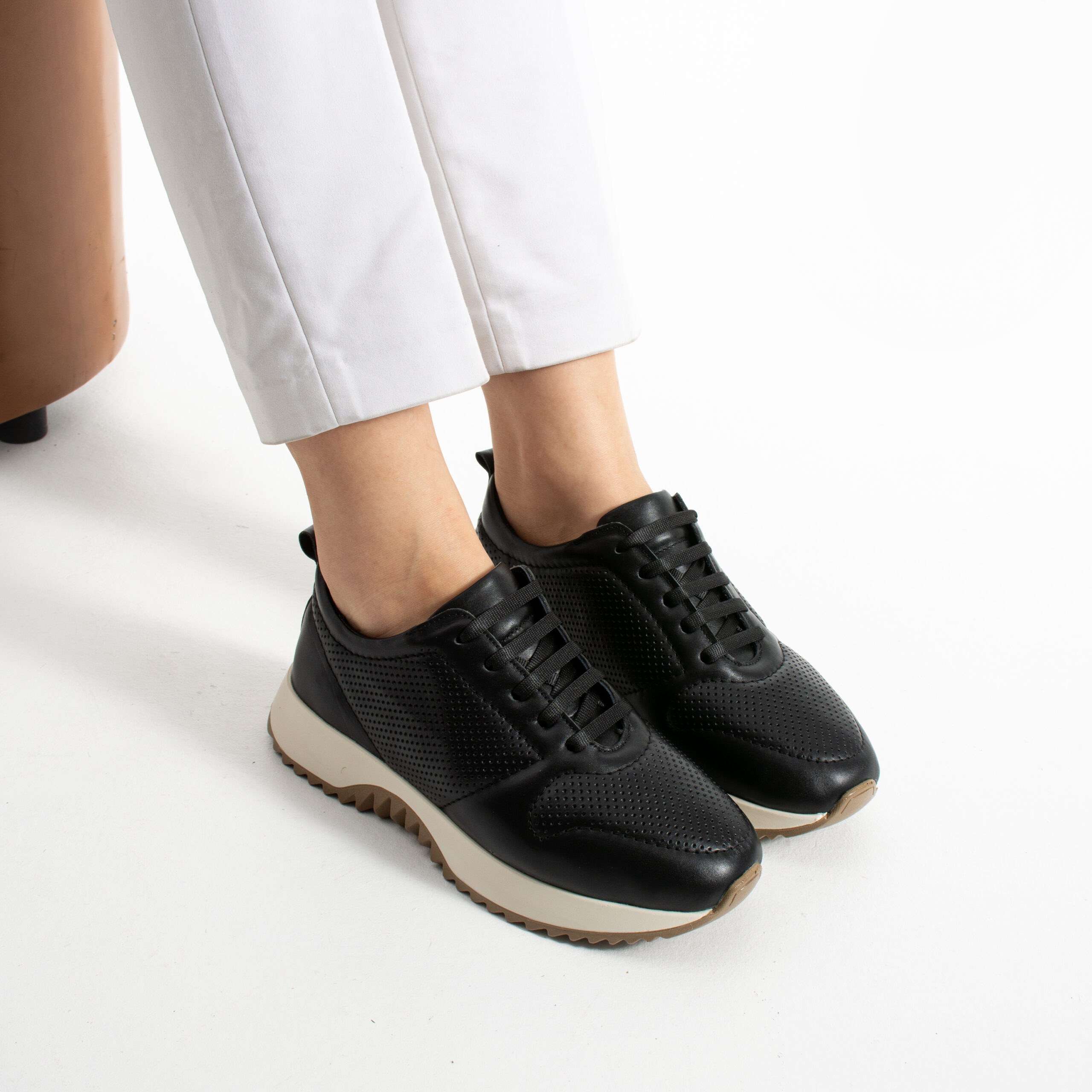 Sneakers damă din piele naturală negri Belem Sneakers damă din piele naturală negri Belem