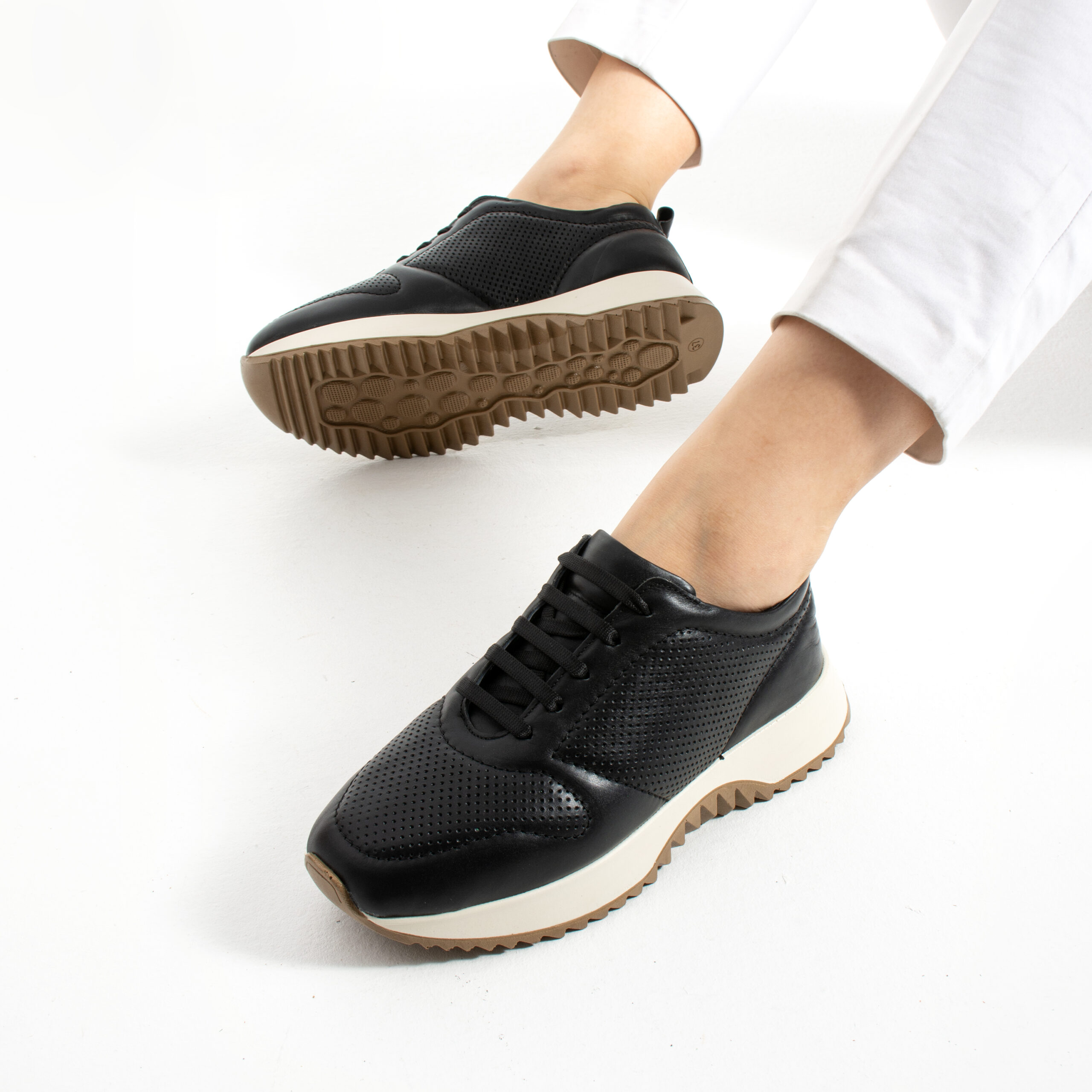 Sneakers damă din piele naturală negri Belem Sneakers damă din piele naturală negri Belem