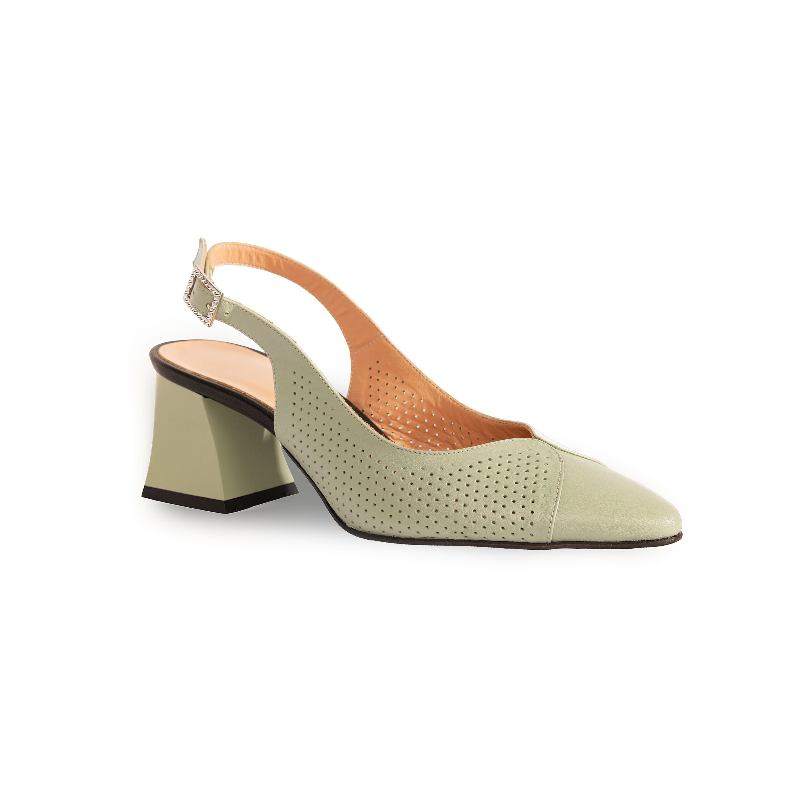 Pantofi eleganți verzi de damă, cu toc mic, din piele naturală Aylin Pantofi eleganți verzi de damă, cu toc mic, din piele naturală Aylin