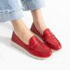Pantofi casual roșii de damă din piele naturală Monica