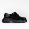 Mocasini oxford negri din piele lăcuită Carama