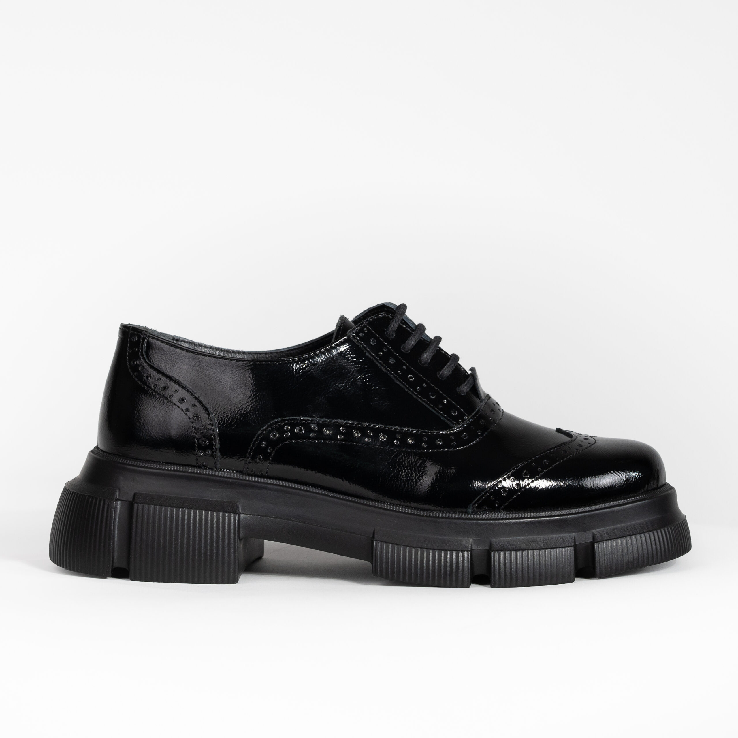 Mocasini oxford negri din piele lăcuită Carama Mocasini oxford negri din piele lăcuită Carama
