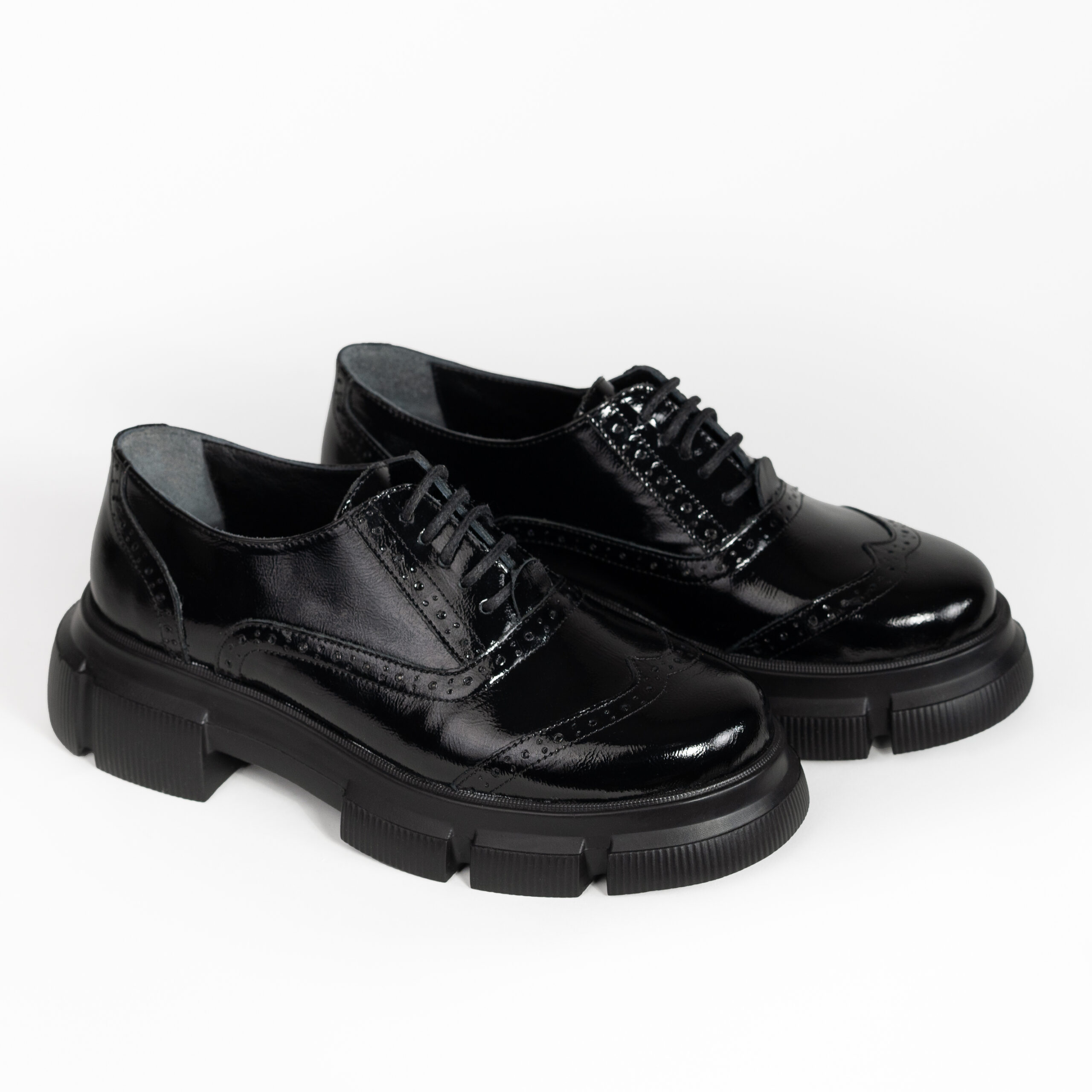 Mocasini oxford negri din piele lăcuită Carama Mocasini oxford negri din piele lăcuită Carama
