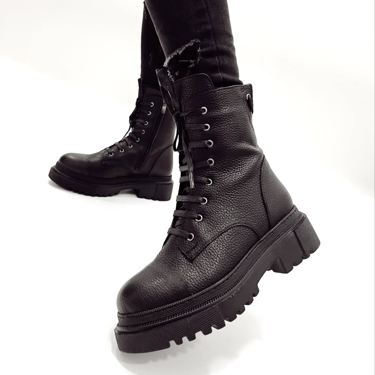 Botine negre din piele naturală Ursula Botine negre din piele naturală Ursula